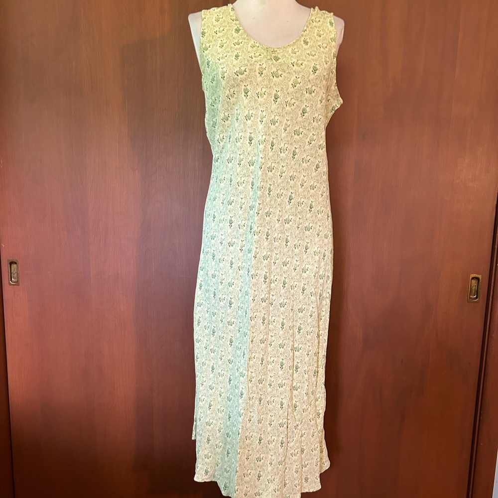 April Cornell Pale Yellow Floral Midi Dress VINTAGE